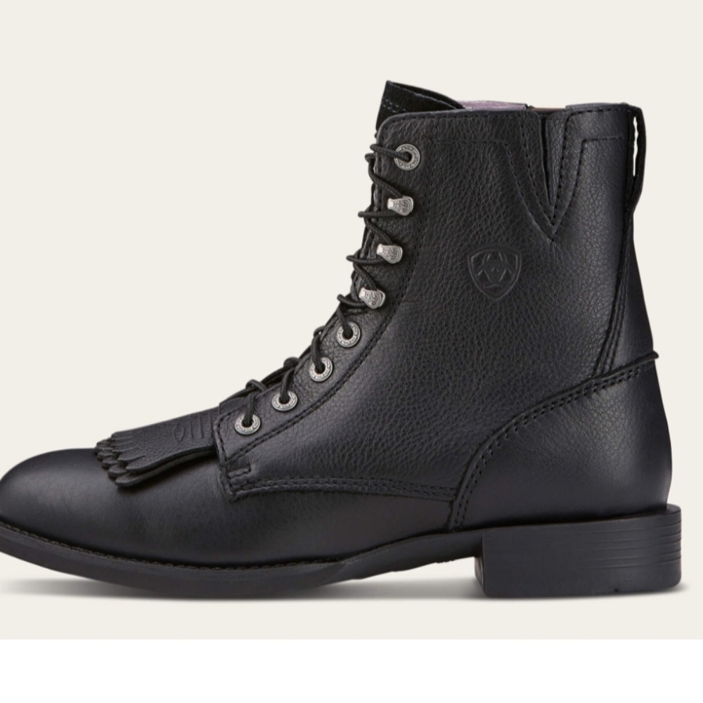 Ariat Heritage Lacer Black Leather Western Equestrian Lace Up Boots Womens